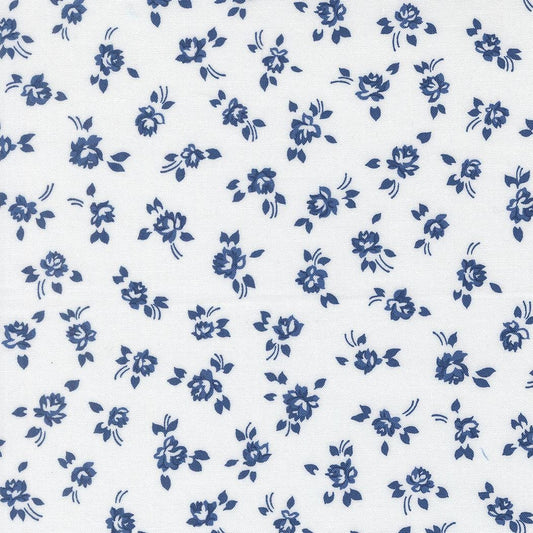 Blueprint Grace Small Floral White Navy by Camille Roskelley for Moda Fabrics - 55331 26