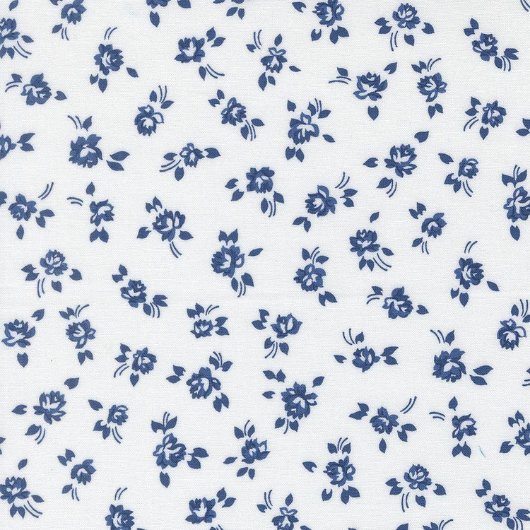 Blueprint Grace Small Floral White Navy by Camille Roskelley for Moda Fabrics - 55331 26