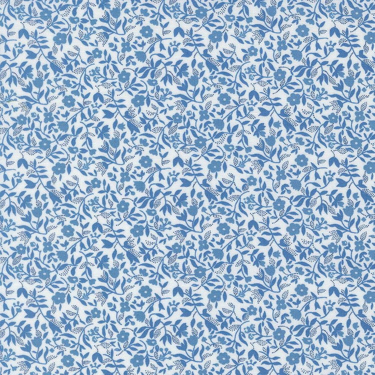Blueprint Frolic Florals White Blue by Camille Roskelley for Moda Fabrics - 55335 11