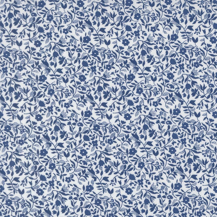 Blueprint Frolic Florals White Navy by Camille Roskelley for Moda Fabrics - 55335 26