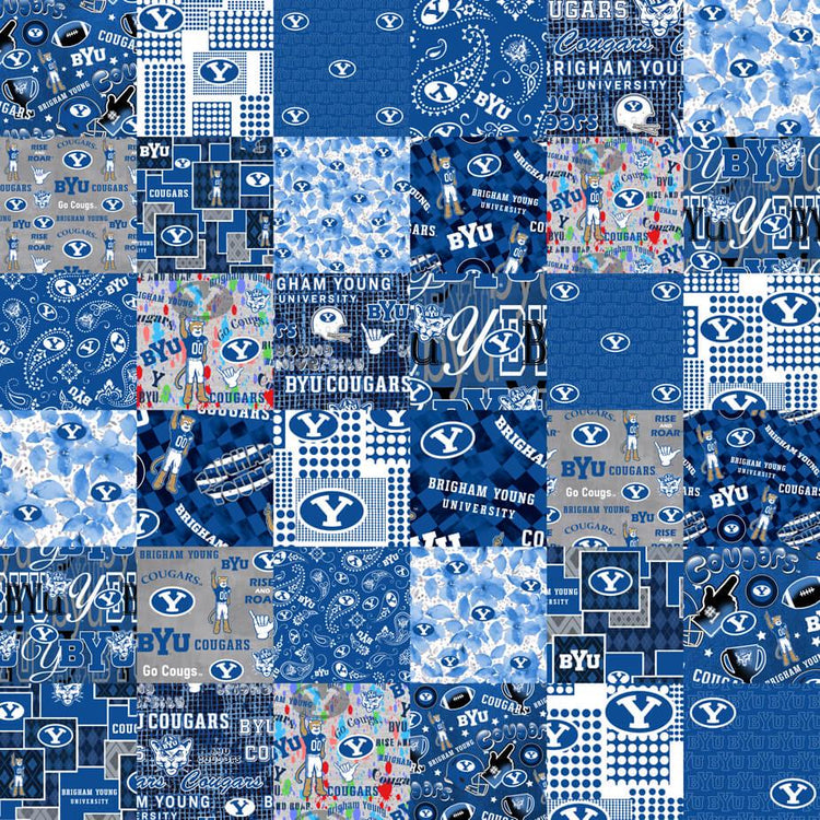 Brigham Young NCAA-Brigham Young Collegiate Cheater Quilt Allover Cotton by Sykel Studio for Benartex Fabrics - BYU1363