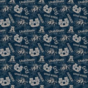 Utah State NCAA-Utah State Tone On Tone Cotton by Sykel Studio for Benartex Fabrics - USU1178