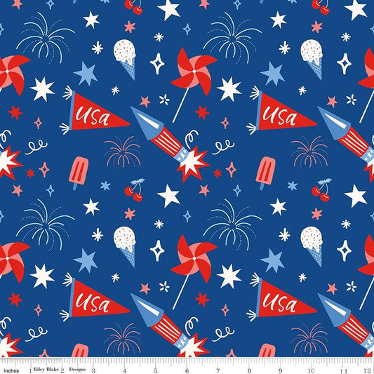 Firecracker Main Blue by My Mind's Eye for Riley Blake Designs - C17200-BLUE