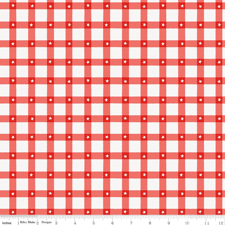 Firecracker Plaid Red Hen by My Mind's Eye for Riley Blake Designs - C17202-REDHEN