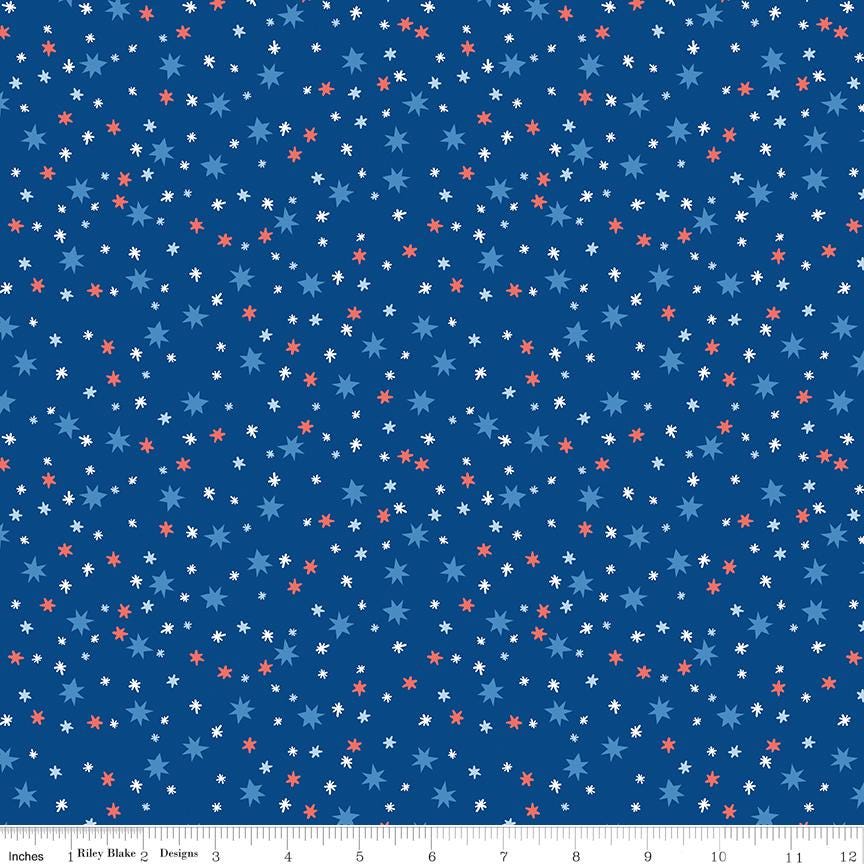 Firecracker Stars Blue by My Mind's Eye for Riley Blake Designs - C17204-BLUE