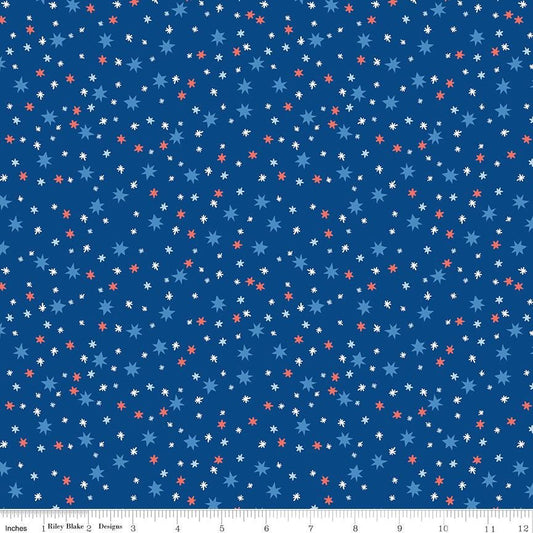 Firecracker Stars Blue by My Mind's Eye for Riley Blake Designs - C17204-BLUE