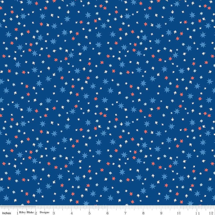 Firecracker Stars Blue by My Mind's Eye for Riley Blake Designs - C17204-BLUE