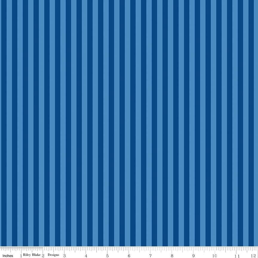 Firecracker Stripes Blue by My Mind's Eye for Riley Blake Designs - C17205-BLUE