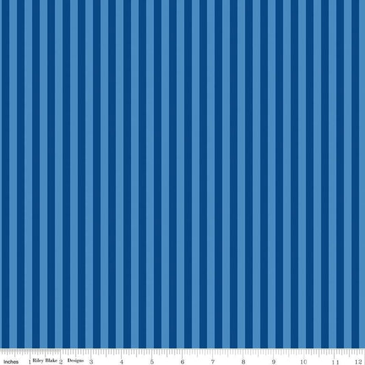 Firecracker Stripes Blue by My Mind's Eye for Riley Blake Designs - C17205-BLUE