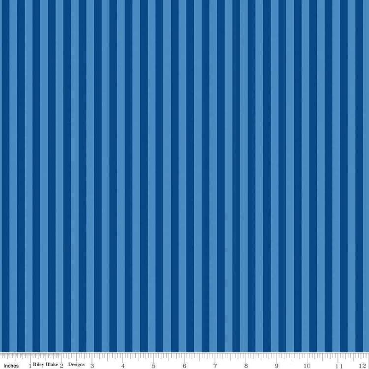 Firecracker Stripes Blue by My Mind's Eye for Riley Blake Designs - C17205-BLUE