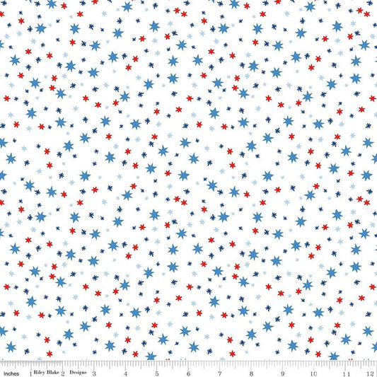 Firecracker Stars White by My Mind's Eye for Riley Blake Designs - C17204-WHITE