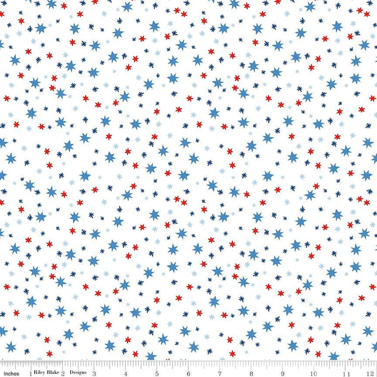 Firecracker Stars White by My Mind's Eye for Riley Blake Designs - C17204-WHITE