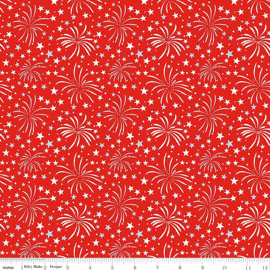 Firecracker Fireworks Red Hen by My Mind's Eye for Riley Blake Designs - C17201-REDHEN