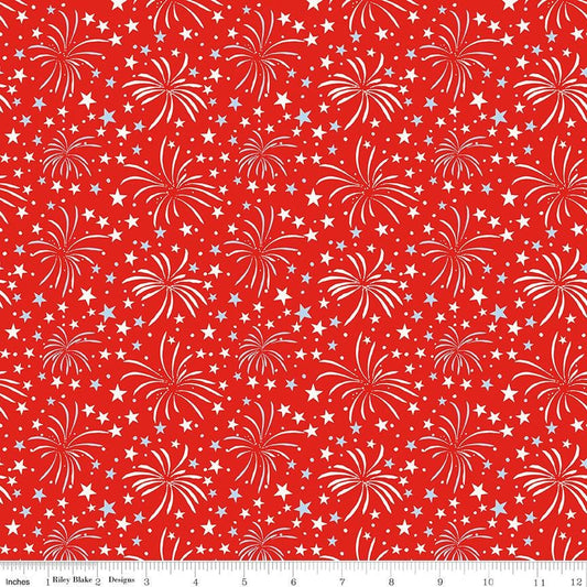Firecracker Fireworks Red Hen by My Mind's Eye for Riley Blake Designs - C17201-REDHEN