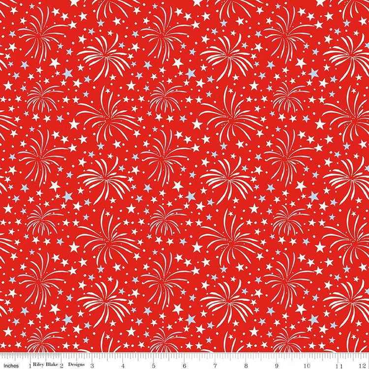 Firecracker Fireworks Red Hen by My Mind's Eye for Riley Blake Designs - C17201-REDHEN