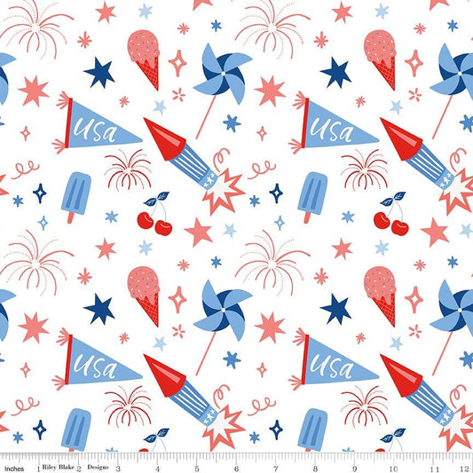 Firecracker Main White by My Mind's Eye for Riley Blake Designs - C17200-WHITE