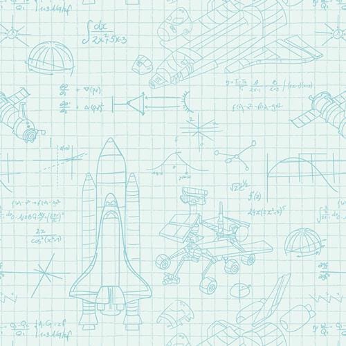 Rocket Science Stellar Engineering White by AGF Studio for Art Gallery Fabrics - RKS-95411