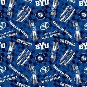 Brigham Young NCAA-BYU Blue Canvas Duck Cloth Cotton by Sykel Studio for Benartex Fabrics - BYU1380-BLUE