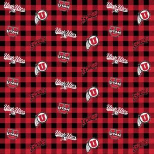 Utah NCAA-Utah Buffalo Plaid Sm Cotton by Sykel Studio for Benartex Fabrics - UTA1207