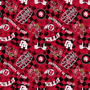 Utah NCAA- Utah Red Canvas Duck Cloth Cotton by Sykel Studio for Benartex Fabrics - UTA1380-RED