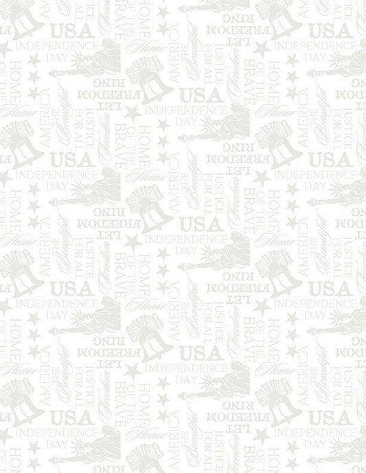 Strength & Honor Words All Over White on White for Wilmington Prints - 1817 39209 100