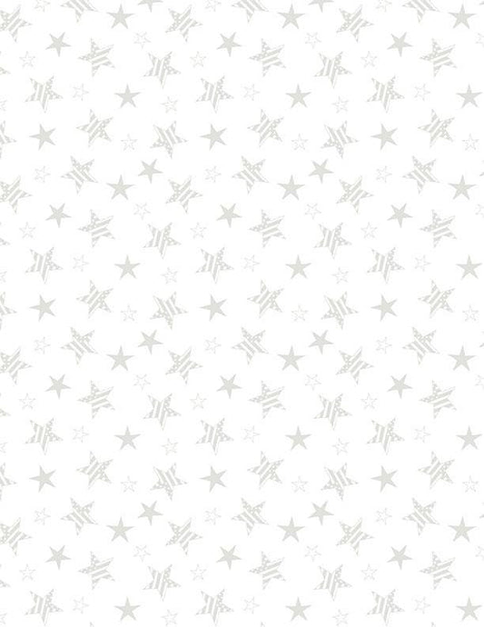 Strength & Honor Patriotic Stars White on White for Wilmington Prints - 1817-39208-100