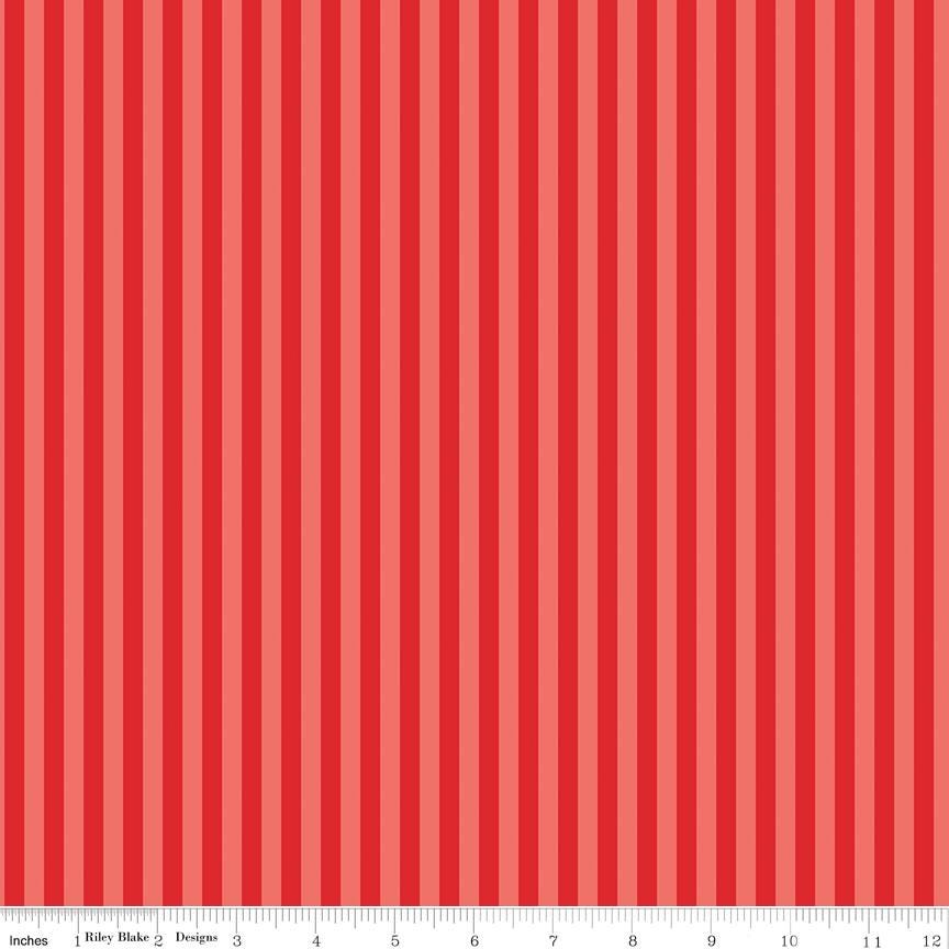 Firecracker Stripes Red Hen by My Mind's Eye for Riley Blake Designs - C17205-REDHEN