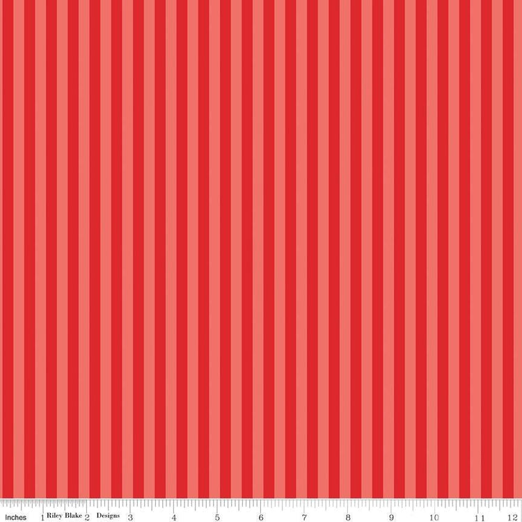 Firecracker Stripes Red Hen by My Mind's Eye for Riley Blake Designs - C17205-REDHEN