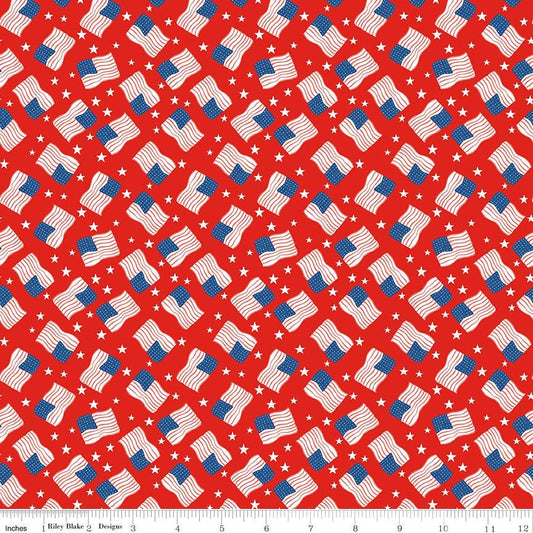 Firecracker Flags Red Hen by My Mind's Eye for Riley Blake Designs - C17203-REDHEN