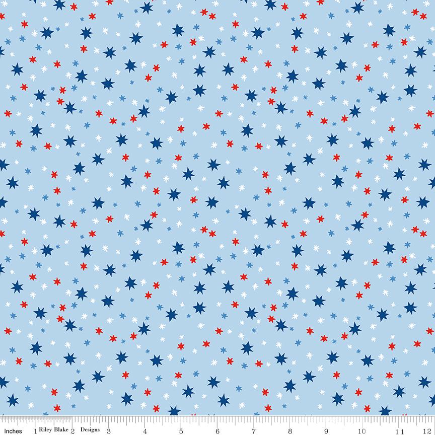 Firecracker Stars Frost by My Mind's Eye for Riley Blake Designs - C17204-FROST