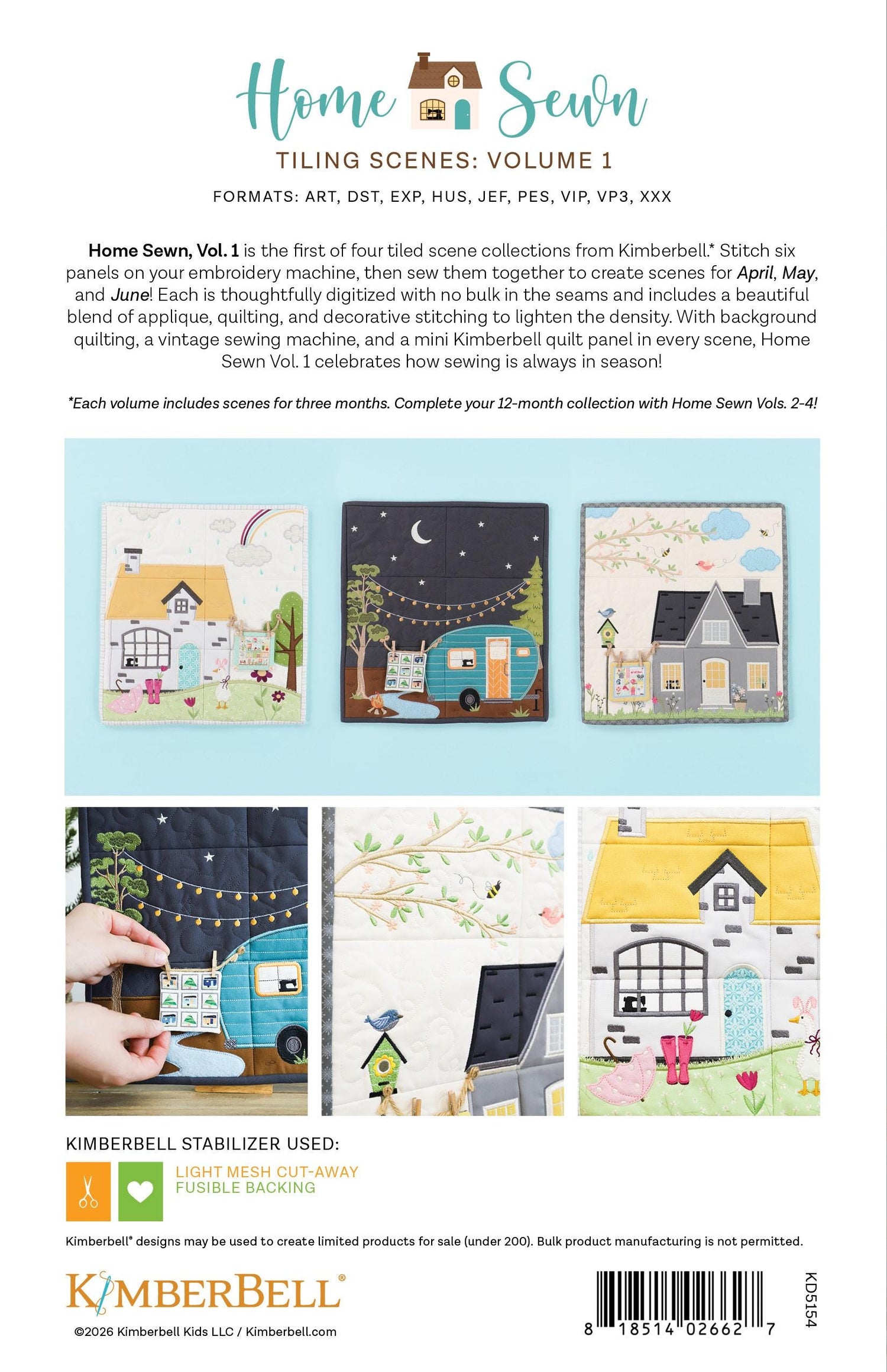Home Sewn Volume 1 Machine Embroidery Designs & Embellishment Kit - Kimberbell Designs