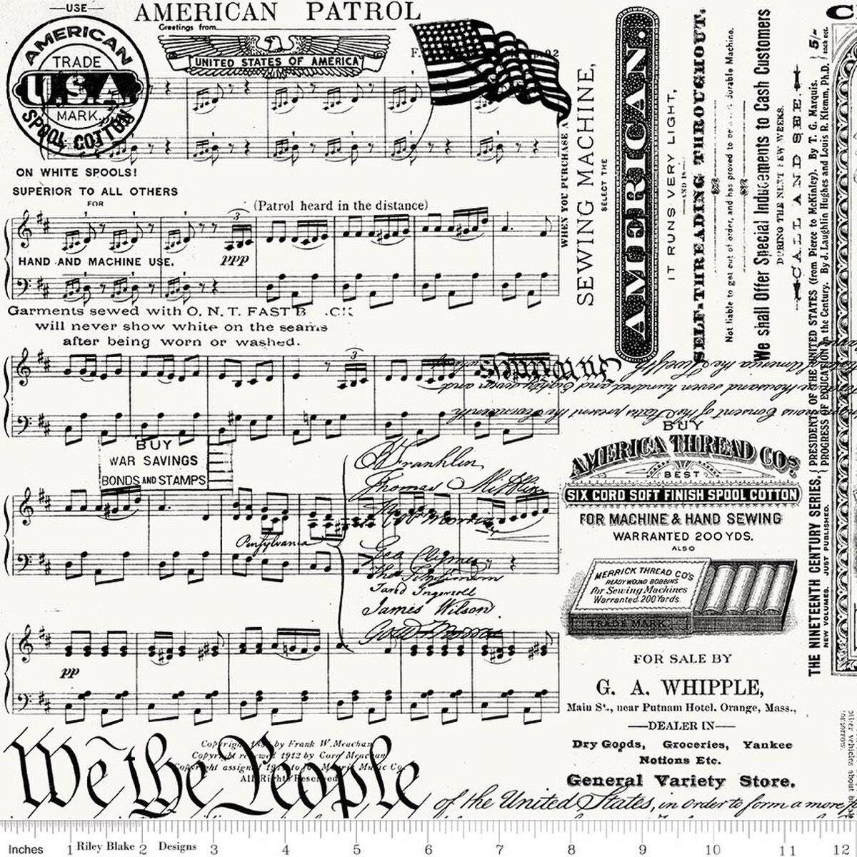 Sew America Patriotic Text Off White by J. Wecker Frisch for Riley Blake Designs - C17345-OFFWHITE