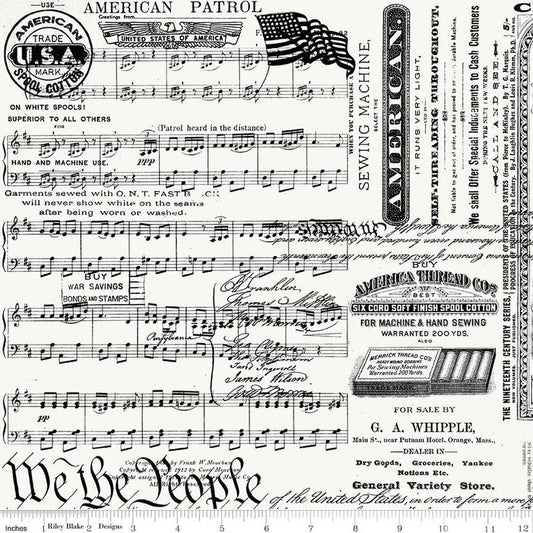 Sew America Patriotic Text Off White by J. Wecker Frisch for Riley Blake Designs - C17345-OFFWHITE
