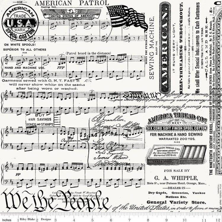 Sew America Patriotic Text Off White by J. Wecker Frisch for Riley Blake Designs - C17345-OFFWHITE