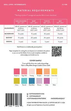 Mod Dreams Quilt Pattern by Fran Gulick of Cotton and Joy - printed quilt pattern