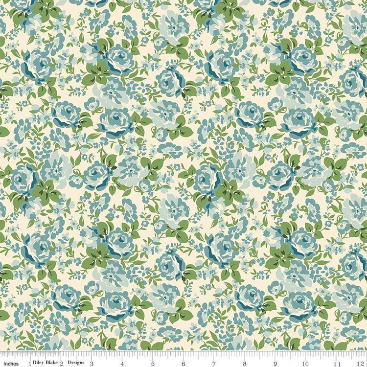 Cowgirl Floral Blue by Echo Park Paper Co. for Riley Blake Designs - C17481-BLUE