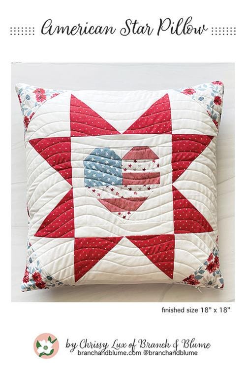 American Star Pillow Kit with patriotic fabric - pattern and fabric kit