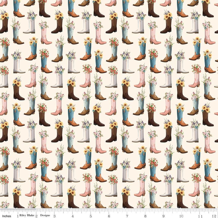 Cowgirl Boots Cream by Echo Park Paper Co. for Riley Blake Designs - C17484-CREAM