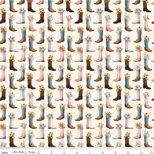 Cowgirl Boots Cream by Echo Park Paper Co. for Riley Blake Designs - C17484-CREAM