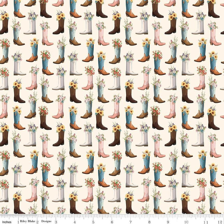 Cowgirl Boots Cream by Echo Park Paper Co. for Riley Blake Designs - C17484-CREAM