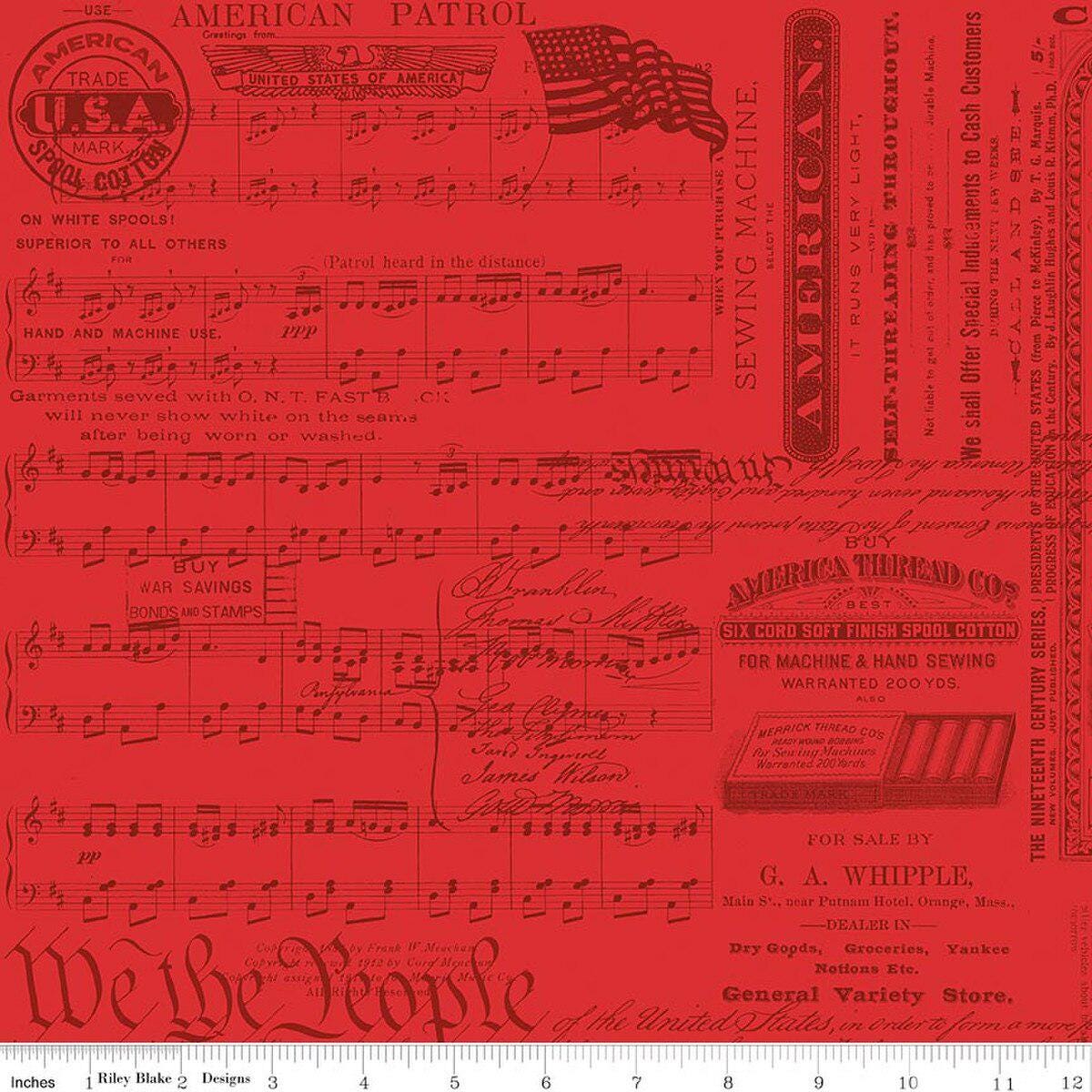 Sew America Patriotic Text Red by J. Wecker Frisch for Riley Blake Designs - C17345-RED