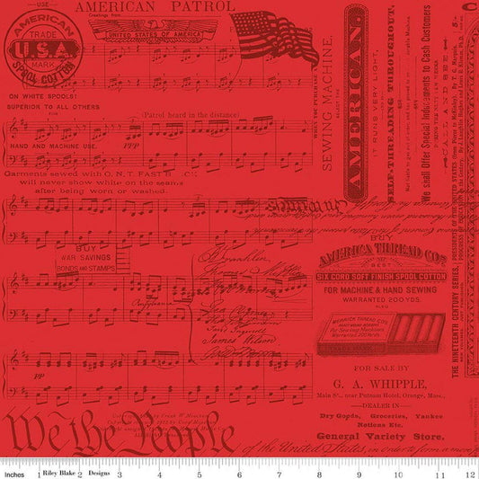 Sew America Patriotic Text Red by J. Wecker Frisch for Riley Blake Designs - C17345-RED