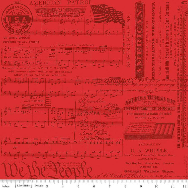 Sew America Patriotic Text Red by J. Wecker Frisch for Riley Blake Designs - C17345-RED