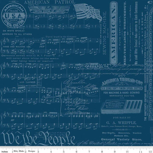 Sew America Patriotic Text Blue by J. Wecker Frisch for Riley Blake Designs - C17345-BLUE