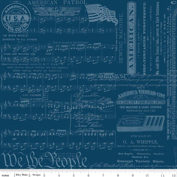 Sew America Patriotic Text Blue by J. Wecker Frisch for Riley Blake Designs - C17345-BLUE