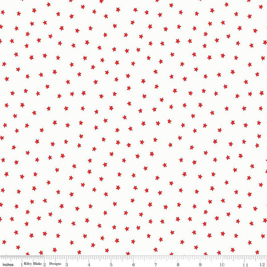 Sew America Star Toss White by J. Wecker Frisch for Riley Blake Designs - C17354-WHITE