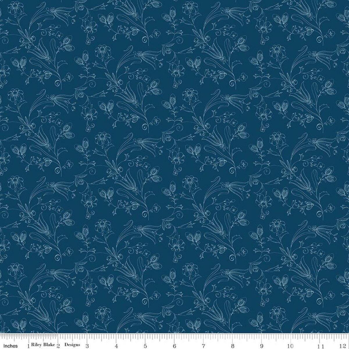 Sew America Flower Vines Blue by J. Wecker Frisch for Riley Blake Designs - C17350-BLUE