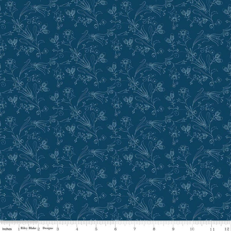 Sew America Flower Vines Blue by J. Wecker Frisch for Riley Blake Designs - C17350-BLUE
