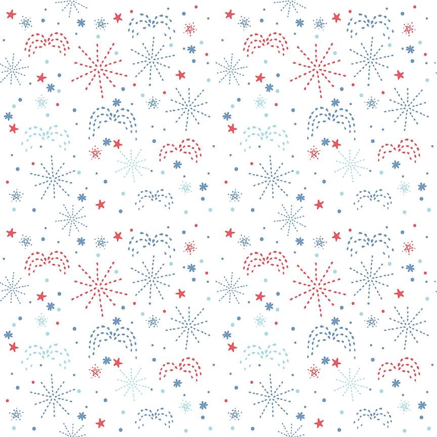 Firework Fields Fireworks White by Gracey Larson for Riley Blake Designs - C17582-WHITE