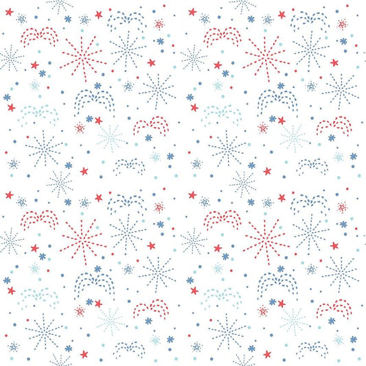 Firework Fields Fireworks White by Gracey Larson for Riley Blake Designs - C17582-WHITE